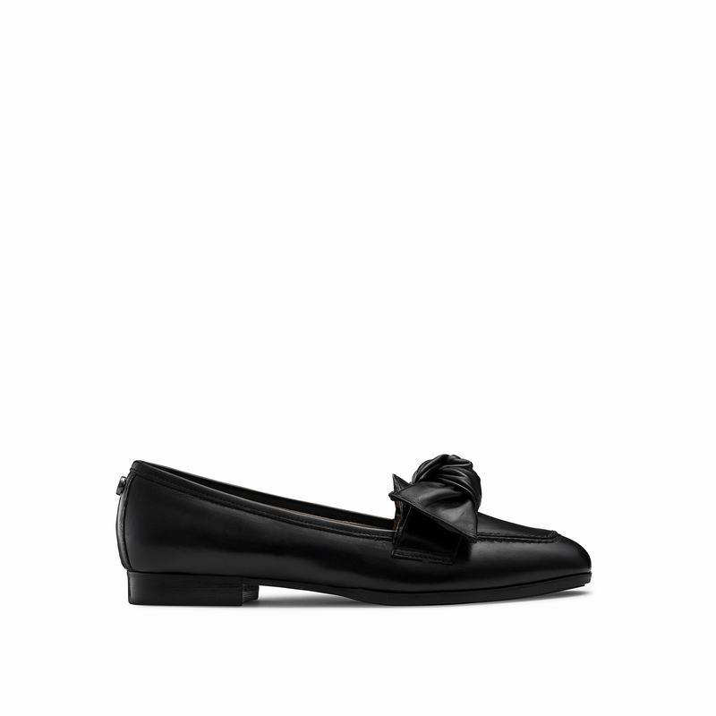 Russell & Bromley Bowie Bow Trim Loafers Womens Black [QJP2414JY]